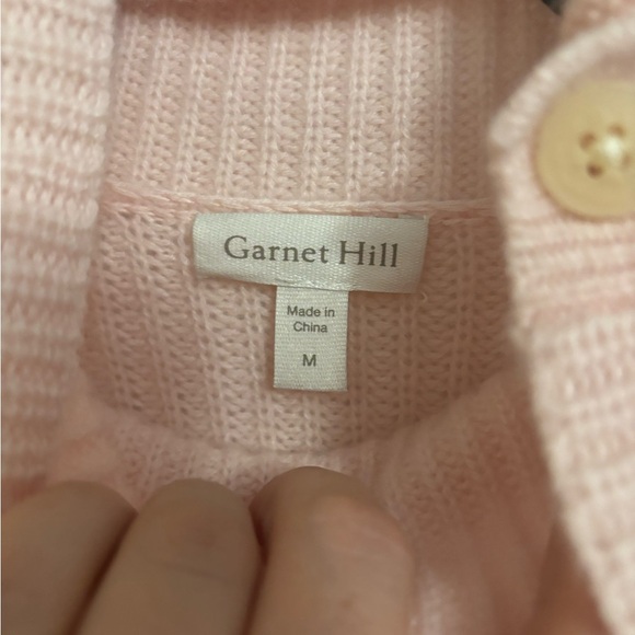 Garnet Hill | Pink Recycled Cashmere Turtleneck Button Side Sz M - Picture 3 of 10